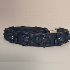 Fendi Navy Blue Flower Calfskin Purse Handbag Strap